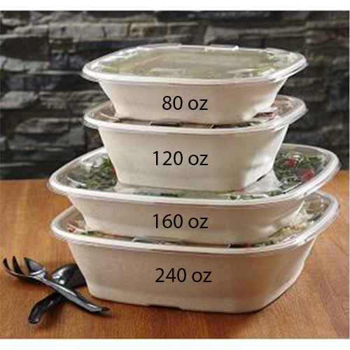 Compostable Fiber Square Catering Tabletop Food Bowls (240oz) -